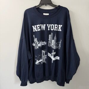 Grayson Threads NEW YORK Graphic Sweatshirt - Navy with White Print - 2X